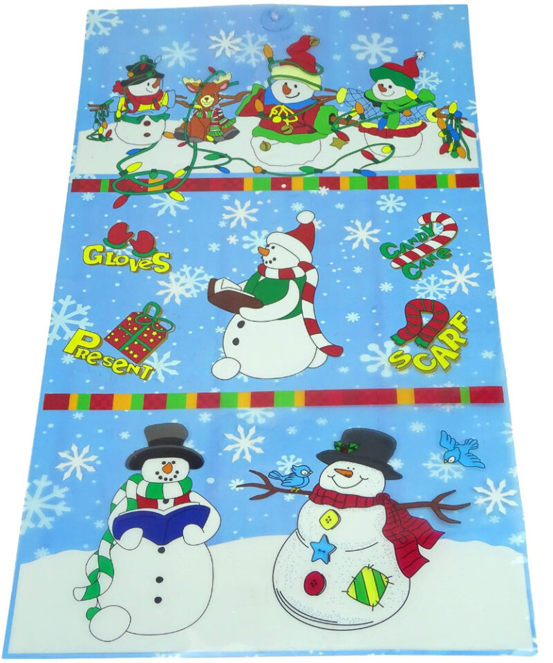 Pack of 2 Christmas Window Decorations - Snowman Design