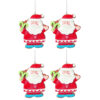Toyland® Four Adorable 9cm Colourful Claydough Santa Design Tree Trims Coated In Glitter - Christmas Tree Decorations