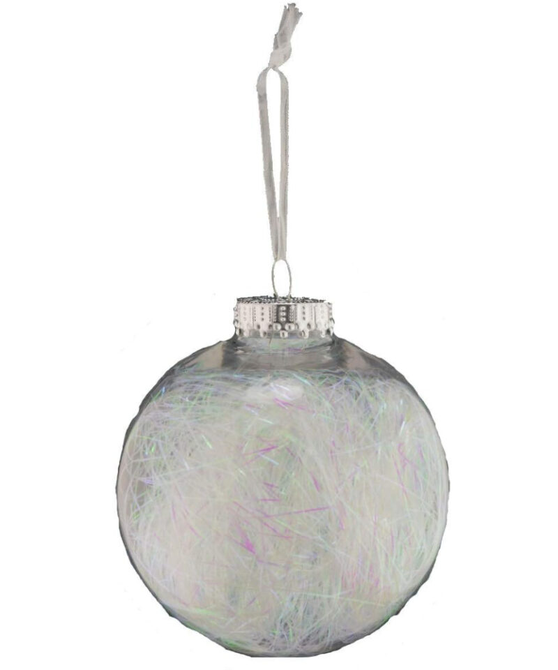 Toyland® 10cm Clear Christmas Bauble With Lametta Filling - Unique Christmas Tree Decorations