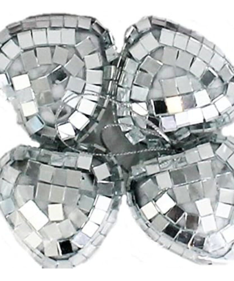 Set of 4 Craft Mirror Embellishment Mini HEART 4cm Silver Disco Christmas Tree Bauble Home Party Decoration Gift Fun Frozen