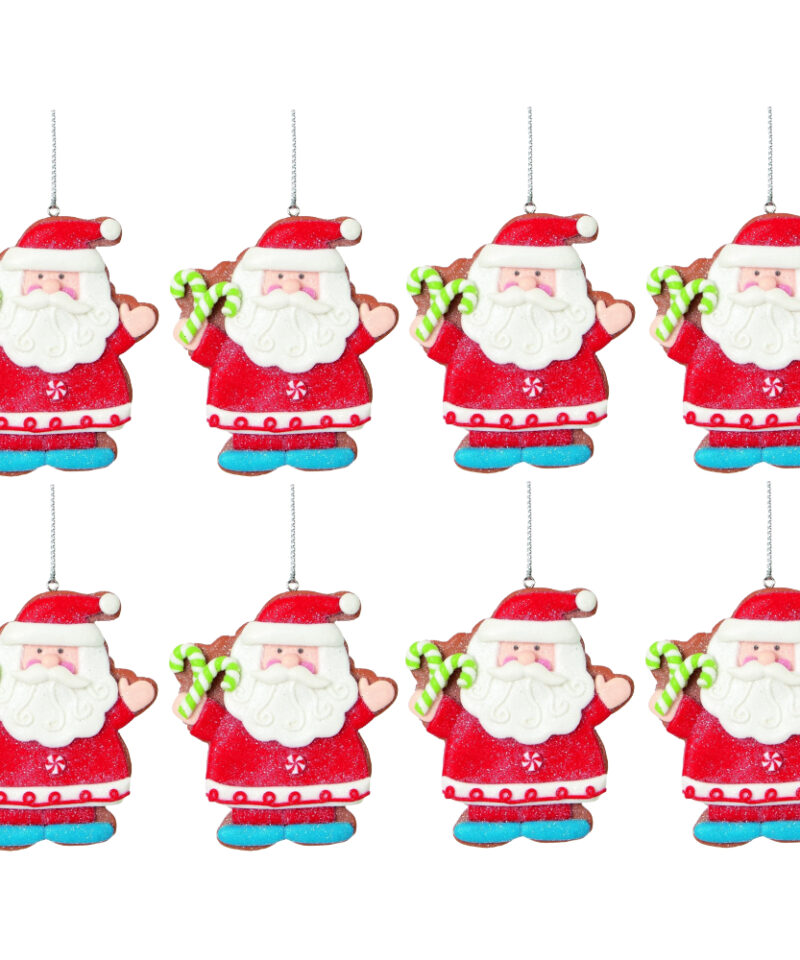 Toyland® 8 x 9cm Santa Design Tree Decorations - Christmas Tree Decorations