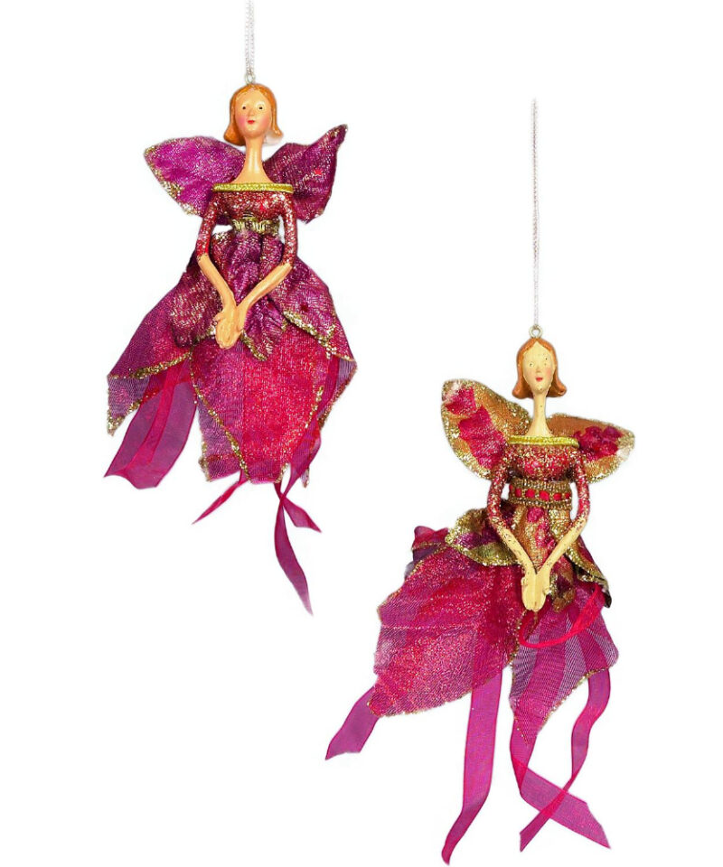 Pack of 10 Red Organza Leaf Fairy Tree Trims - 2 Designs - Christmas Tree Decorations
