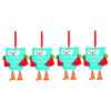 Four 6cm Bright Blue Decorated Clay Owl Decoration - Christmas Tree Hanger