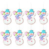 Toyland Eight Adorable 9cm Colourful Claydough Snowman Design Tree Trims Coated In Glitter - Christmas Tree Decorations