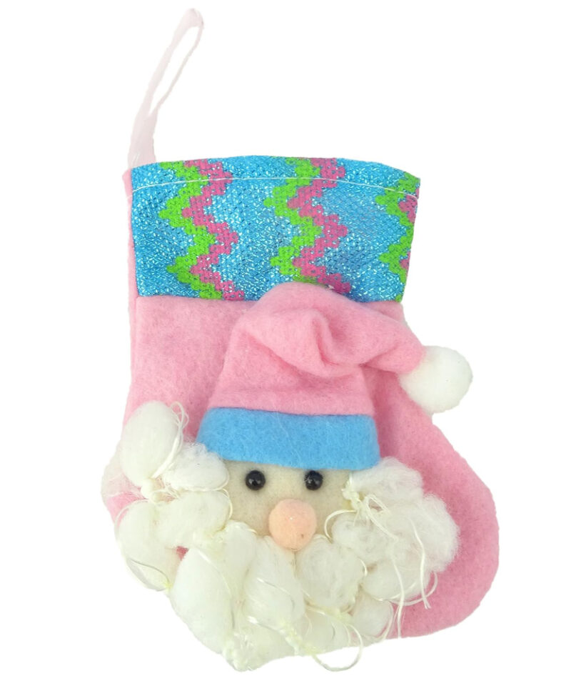 One Baby Christmas Stocking Tree Hanger With Felt Santa Character Attached - Christmas Decoration