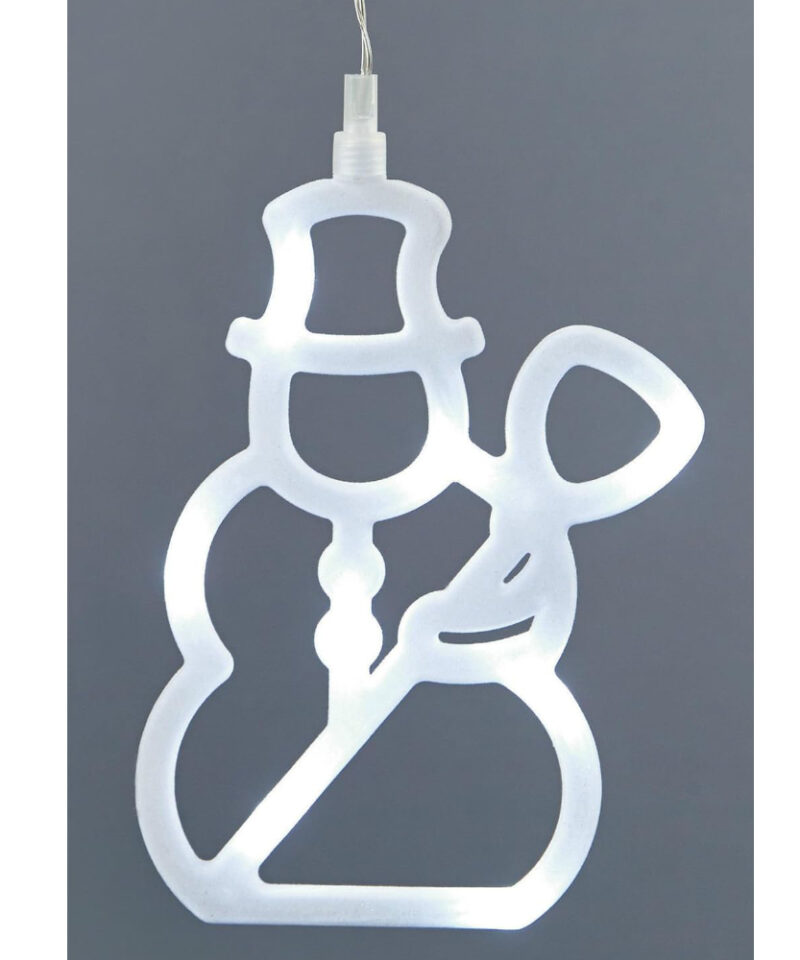 Premier Christmas Window Silhouette - With Led Lights - Flocked Design Decorations (Snowman)