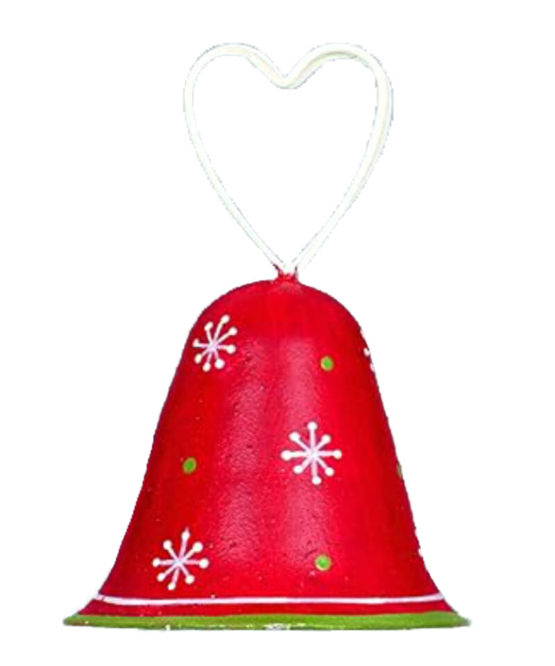 Premier 10cm Christmas Themed Red Bell Decoration With Heart Shaped Top - Christmas Decorations