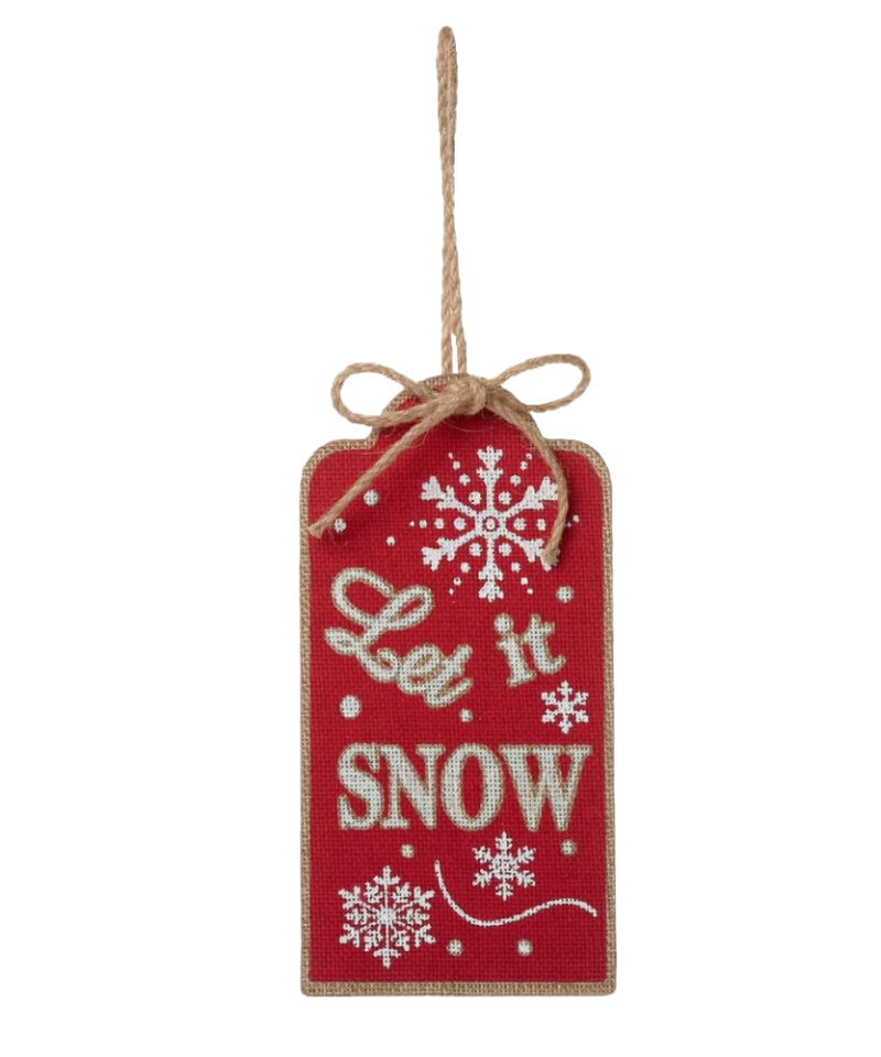 20cm Let It Snow Wooden Tag Hanging Decoration - Christmas Tree Decorations