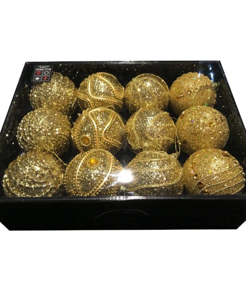 Snow White Luxury Bauble Set of 12 in Gold