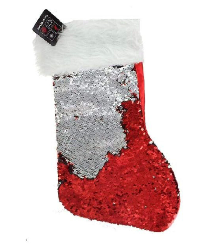 Toyland® 44cm Red Sequin Santa Stocking - Christmas Decorations - Glitzy Stockings