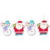 Two Of Each Adorable 9cm Colourful Claydough Assorted Design Tree Trims Coated In Glitter - Santa And Snowman