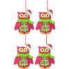 Toyland Four Colourful And Sparkly Red 9cm Claydough Owl Hangers - Perfect Christmas Hanger