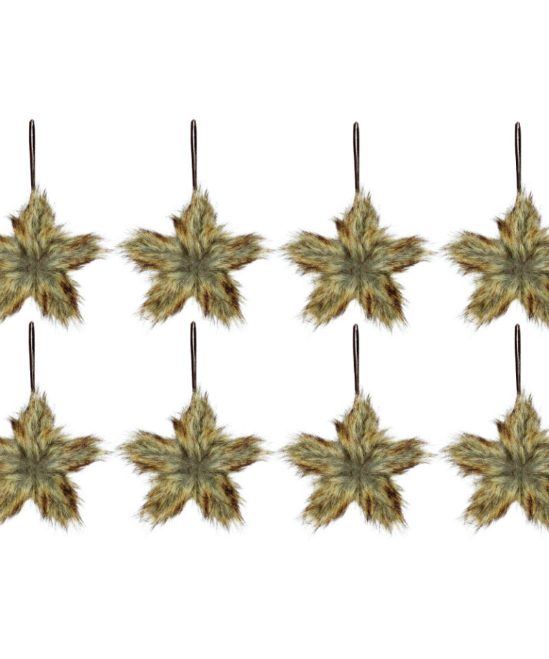 Eight Faux Fur Star Shaped Tree Trims - Perfect Christmas Tree Decorations