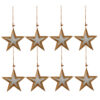 Toyland® Pack of 8-12cm Wooden Silver Glitter Star - Christmas Tree Decoration