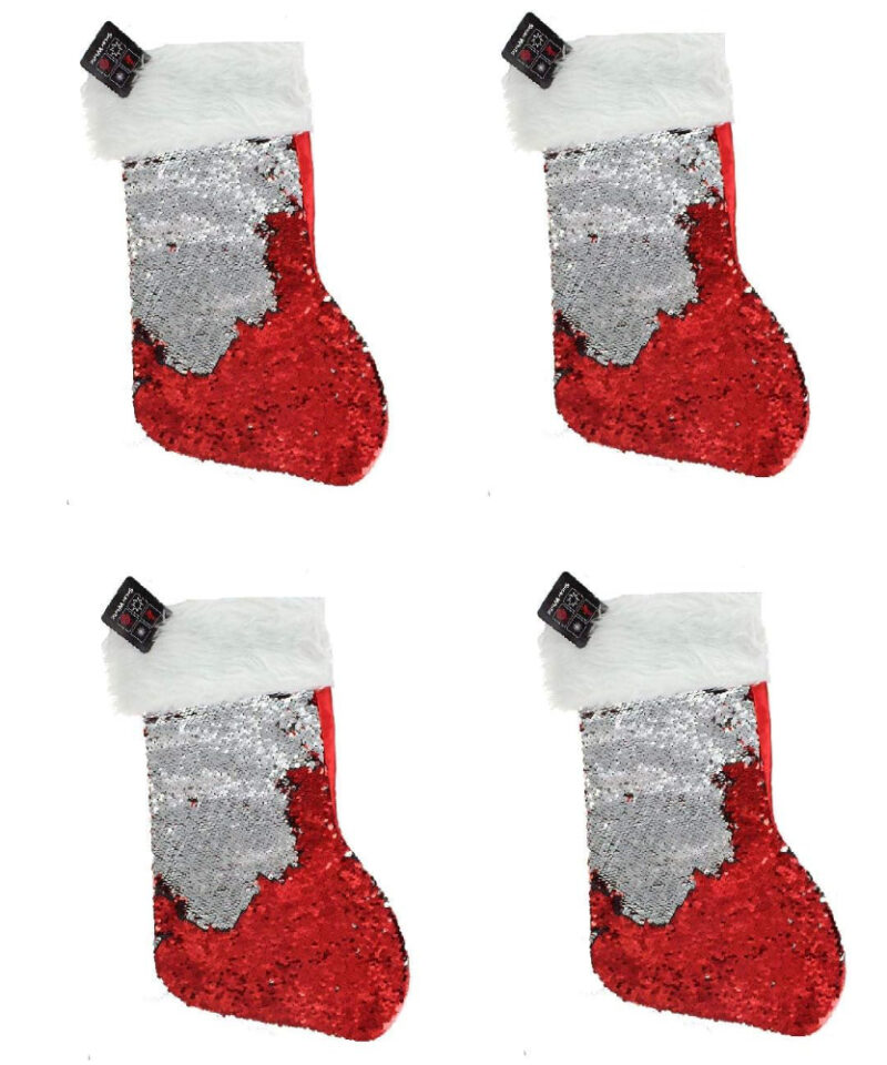 Toyland® 44cm Red Sequin Reveal Stockings - Christmas Decorations - Glitzy Stockings