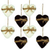 Toyland Pack of 8-10cm White And Brown Woollen Heart Christmas Tree Bauble Decoration