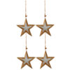 Toyland® Pack of 4-12cm Wooden Silver Glitter Star - Christmas Tree Decoration