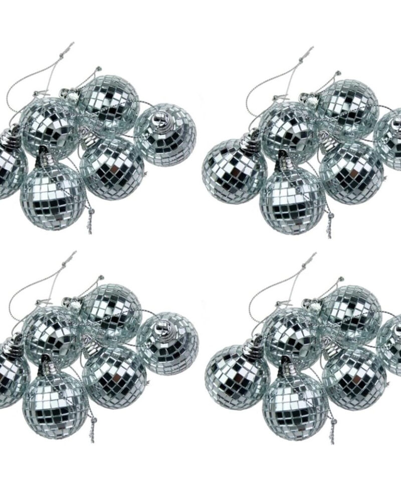 Toyland® Pack of 12 Silver Mirror Christmas Tree Baubles
