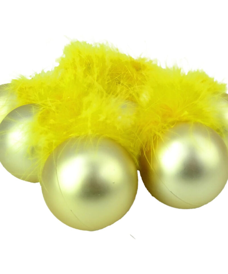Toyland® Pack of 8 Gold Baubles with Feathered Top - Christmas Decorations - Gold Christmas Tree Trims