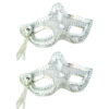 Pack of 2 -Glamourous Shiny Sparkling Silver Mask Tree Decoration - Perfect Christmas Hanger