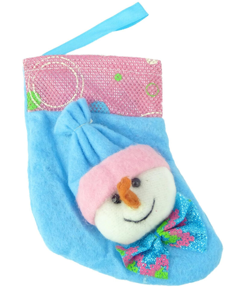 One Baby Christmas Stocking Tree Hanger With Felt Snowman Character Attached - Christmas Decoration