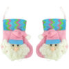 Two Baby Christmas Stocking Tree Hangers With Felt Santa Character Attached - Christmas Decoration