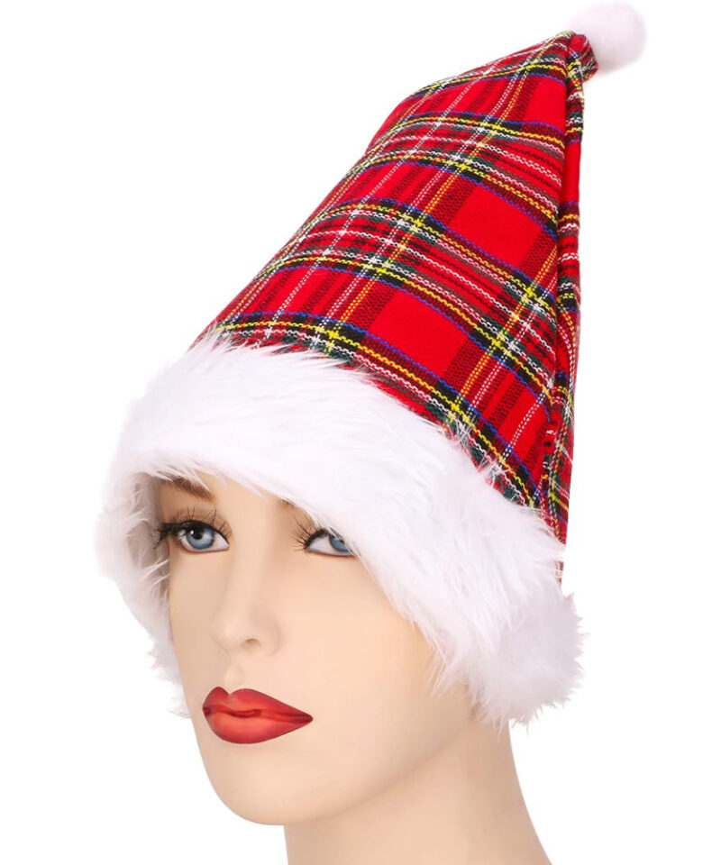 Toyland® Traditional Tartan Christmas Hat - 40cm x 30xm - Christmas Fancy Dress Accessories