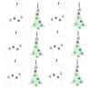 Pack of 12-15cm Christmas Tree Hanging Decorations With Bells - 6 Reindeer & 6 Christmas Trees