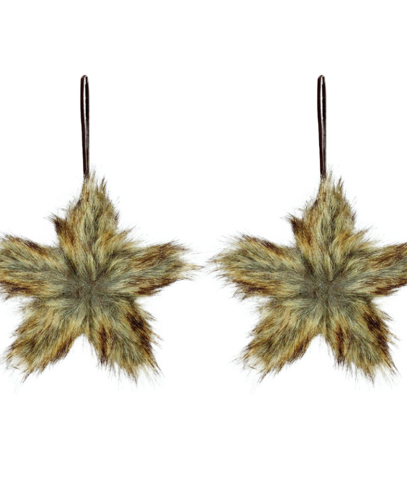 Two Faux Fur Star Shaped Tree Trims - Perfect Christmas Tree Decorations