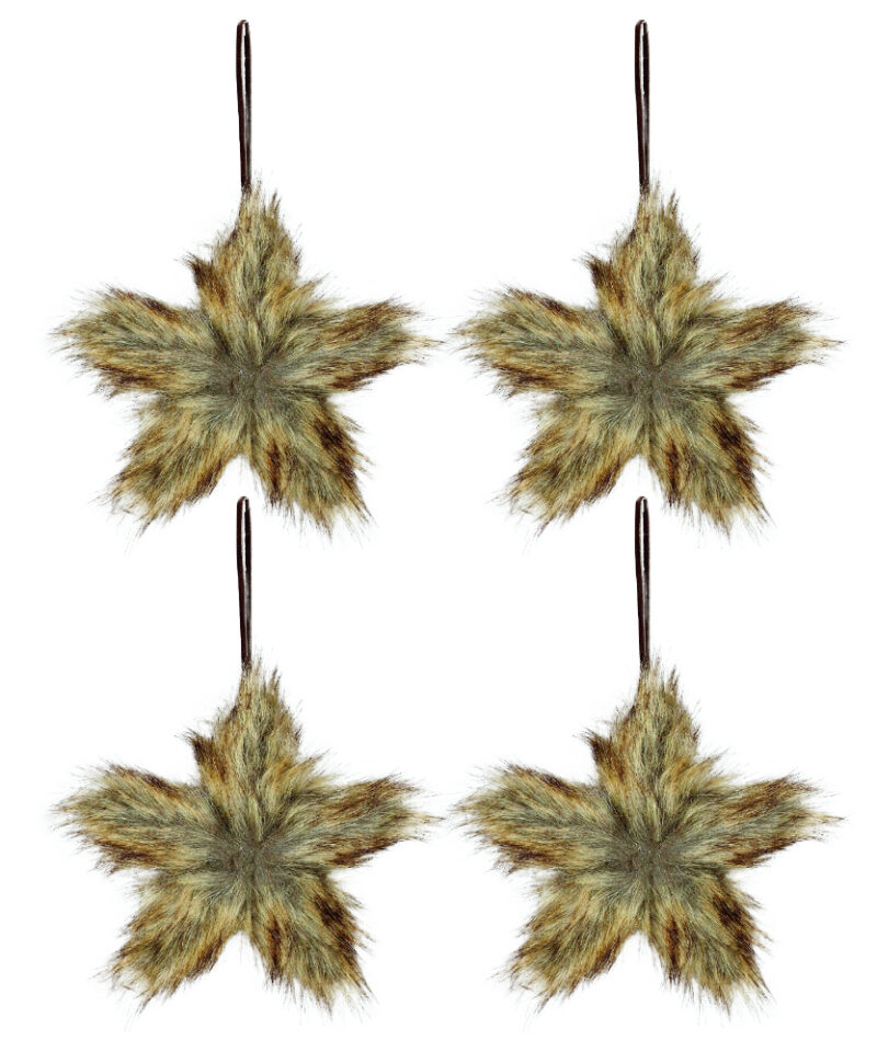 Toyland Four Faux Fur Star Shaped Tree Trims - Perfect Christmas Tree Decorations
