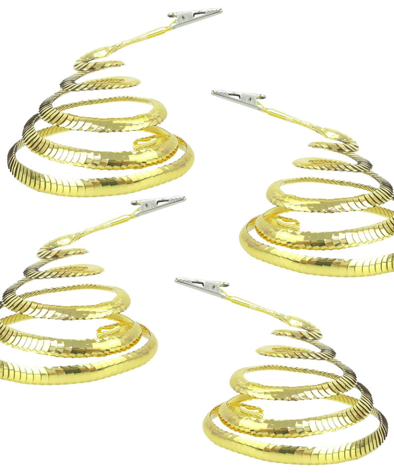 Toyland Pack of 4 Gold Shiny Sequin Spiral Decorations - Perfect Tree Trim This Festive Season