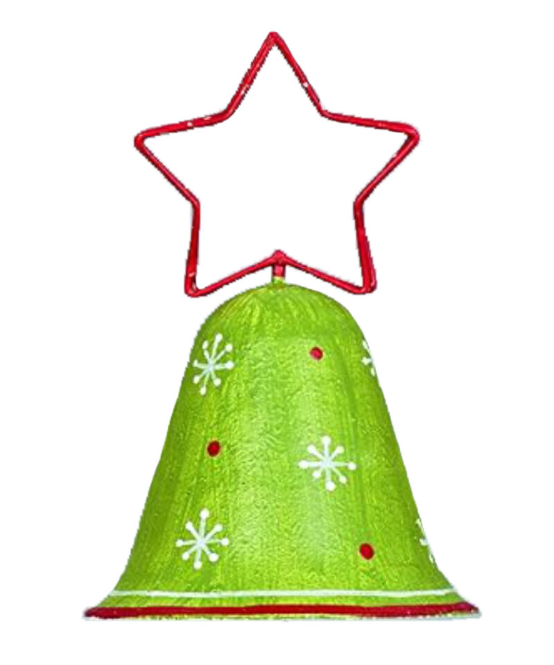 Toyland® 10cm Christmas Themed Green Bell Decoration With Star Shaped Top - Christmas Decorations