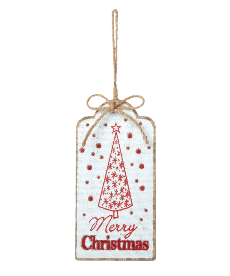 Toyland 20cm Merry Christmas Wooden Tag Decoration - Christmas Tree Decorations