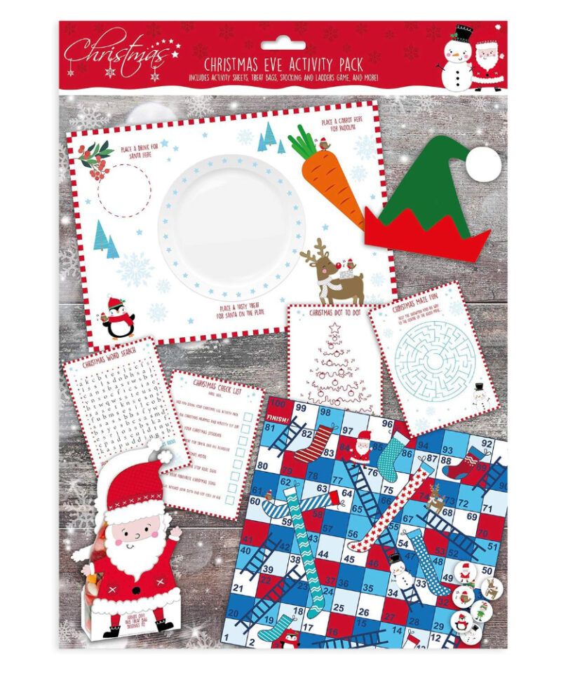 Christmas Eve Activity Pack - Activity Sheets, Treat Bags, Game & More - Childrens Stocking Filler