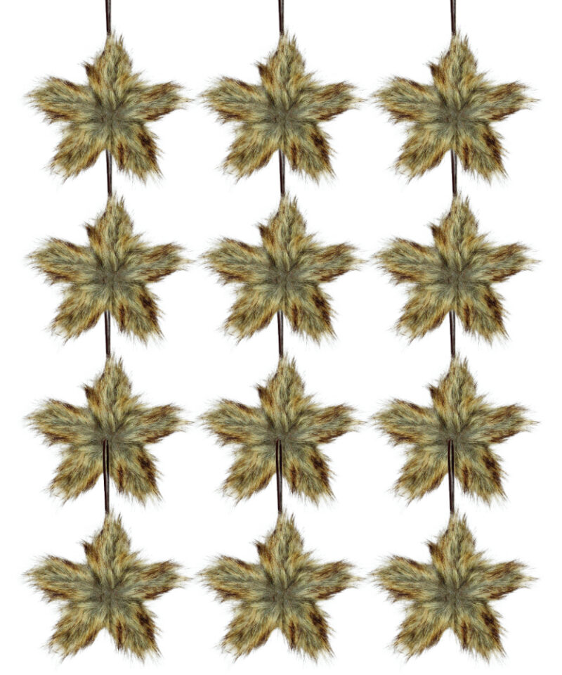 Toyland Pack of 12-16cm Faux Fur Star Hanging Christmas Tree Decoration