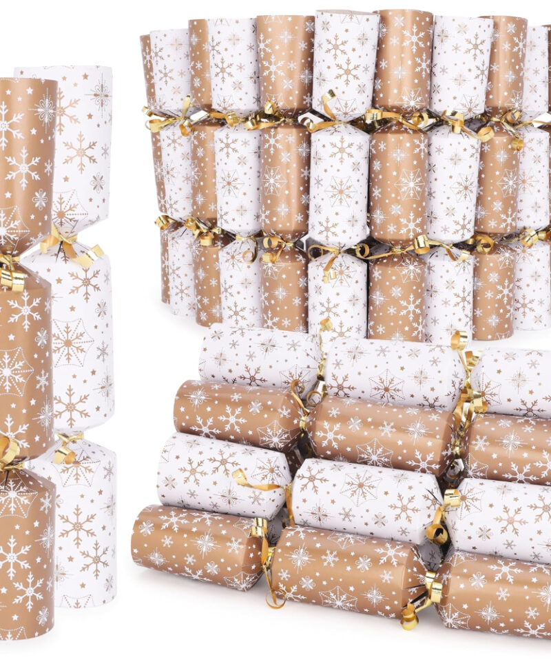 50 Christmas Crackers 10" Gold Snowflake Catering New Year Party Bulk Xmas