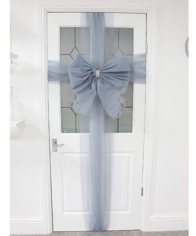 DIY Silver Decorative Door Bow With Diamante Decoration - Wedding/Parties/Christmas