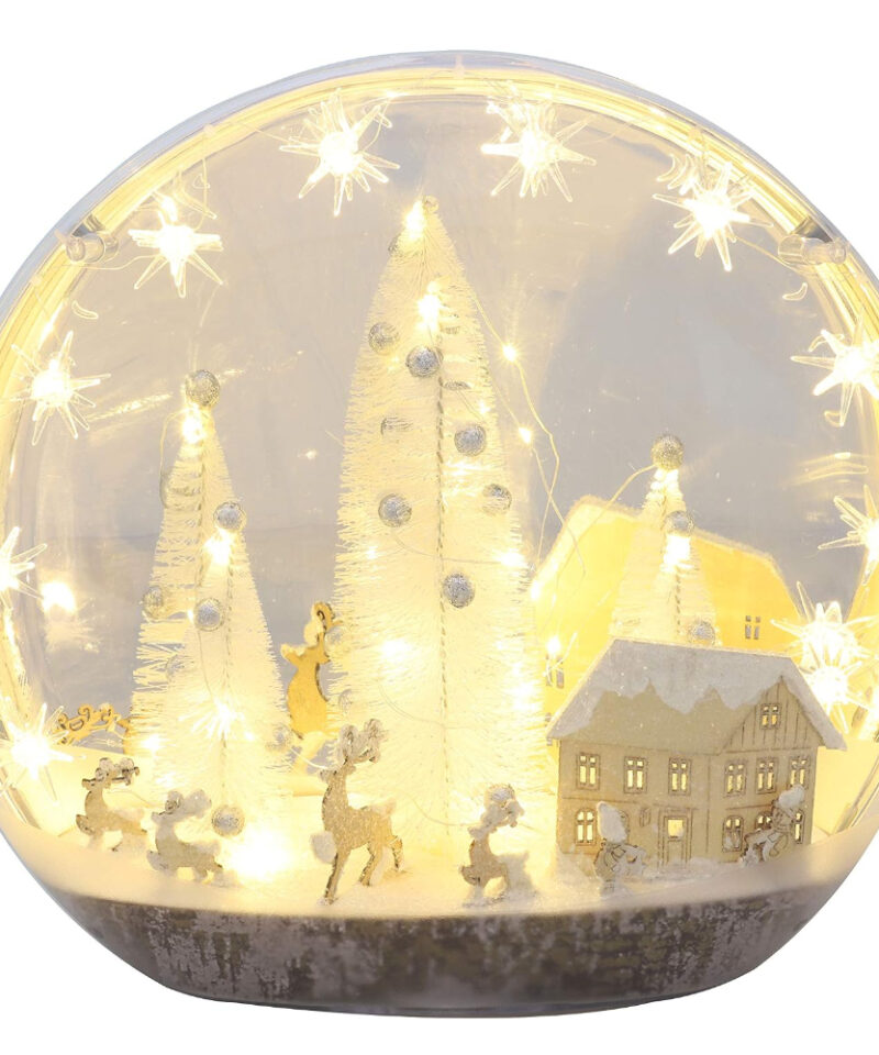 Giant 38cm Battery Operated LED Christmas Globe Scene - Reindeer & Village Design - Christmas Decorations (REINDEER)