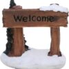 Mini Resin Christmas Collectible Ornament - Village Scene Accessories - Christmas Figures (Welcome Sign 4cm x 4cm)
