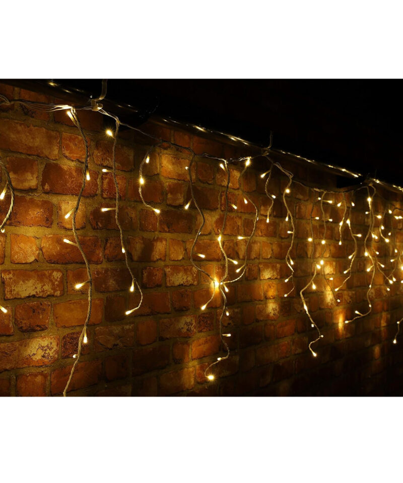 480 Super Bright Warm White LED Snowing Icicle Lights - Christmas Lighting - 11.8m Lit Length - 10m Lead Length