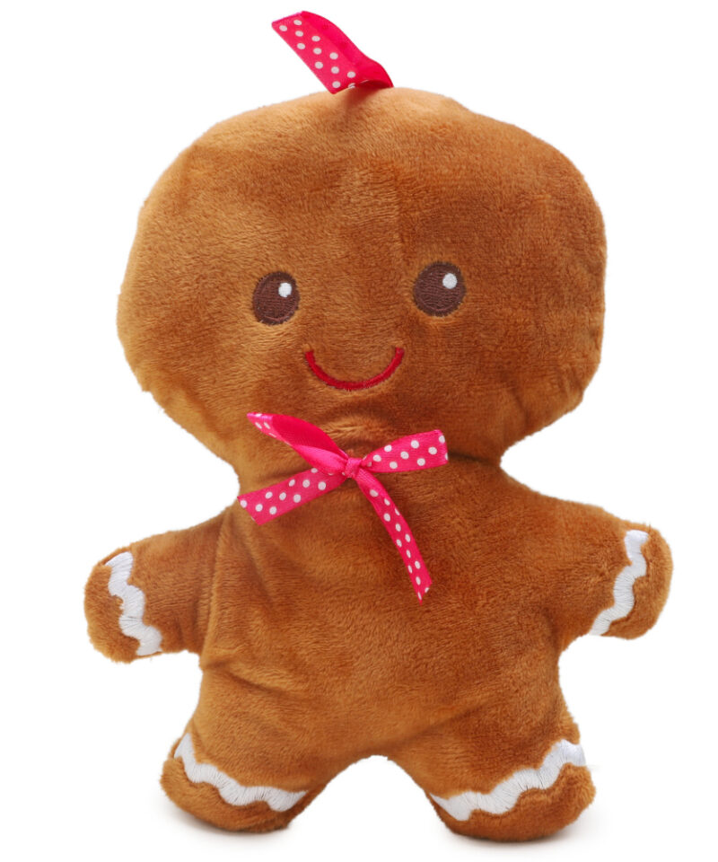 Toyland® 20cm (8") Plush Gingerbread Man Soft Toy With Bow - Christmas Soft Toy - Christmas Decorations (PINK BOW)