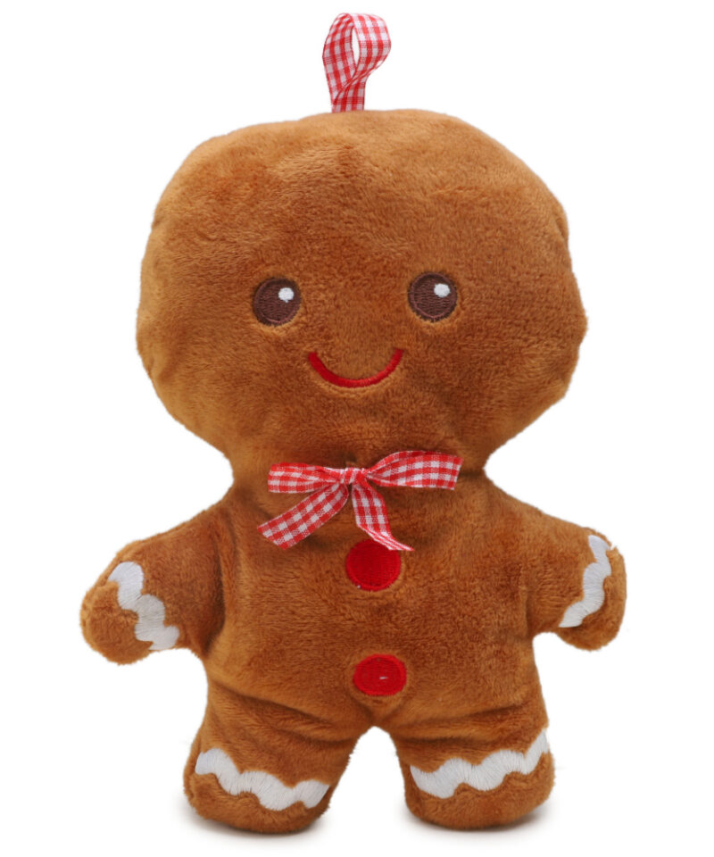 Toyland® 20cm (8") Plush Gingerbread Man Soft Toy With Bow - Christmas Soft Toy - Christmas Decorations (RED BOW)