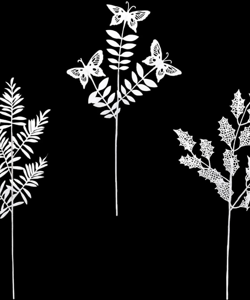 Toyland® 80cm White Glitter Leaf Design Pick Decoration - Flower Arrangement Accessory - Home Decoration (1 PIECE)