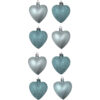 8 x 5cm Ice Blue/Baby Blue Coloured Matte Heart Shaped Christmas Tree Baubles