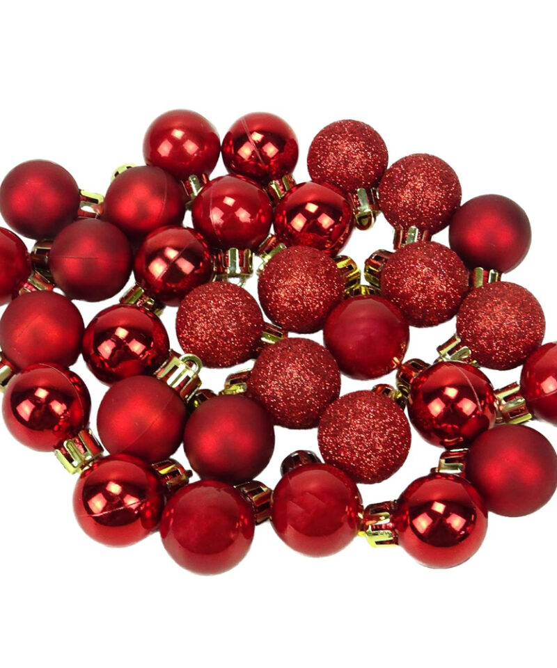Pack Of 32 Baubles 25mm Baubles (RED)