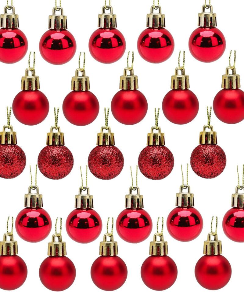 Pack of 25-25mm RED Shiny and Matt Christmas Tree Baubles