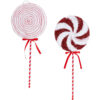 Pack of 2 - Red & White Giant Sparkly Lollipop Christmas Tree Hanging Decorations (37cm)