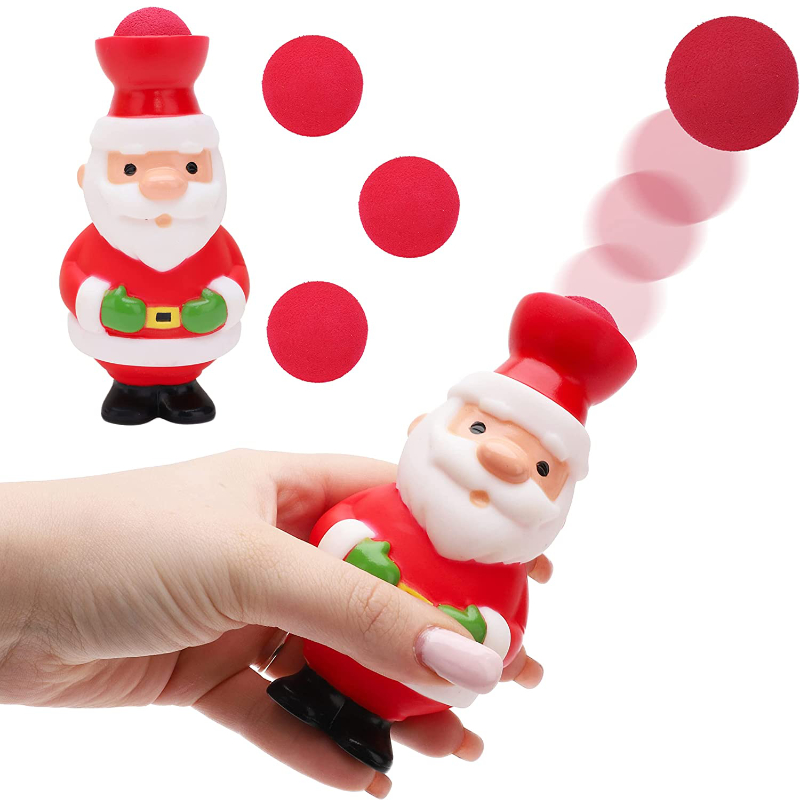 13cm Popping Squeezy Foam Shooter Novelty Christmas Toy Santa Design