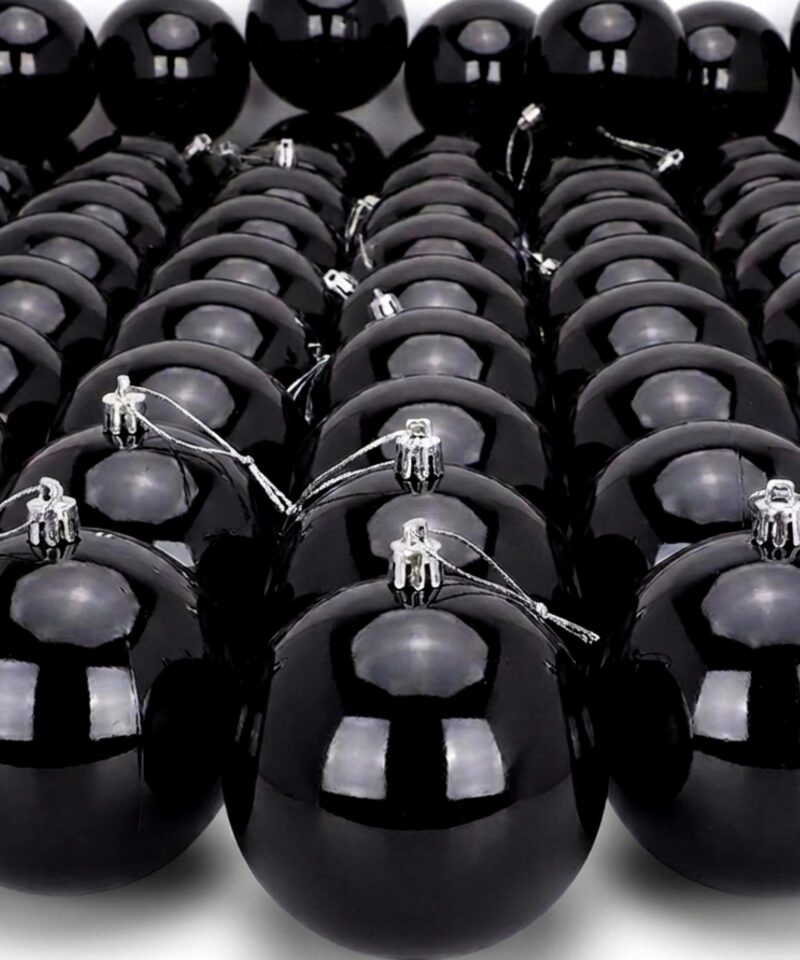 Toyland® 144 Extra Large 100mm Christmas Baubles - Christmas Tree Decorations (Black)